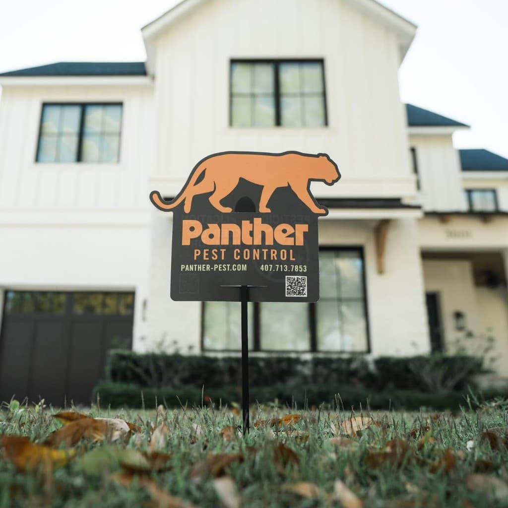 Panther Pest Control yard sign at a serviced Central Florida home